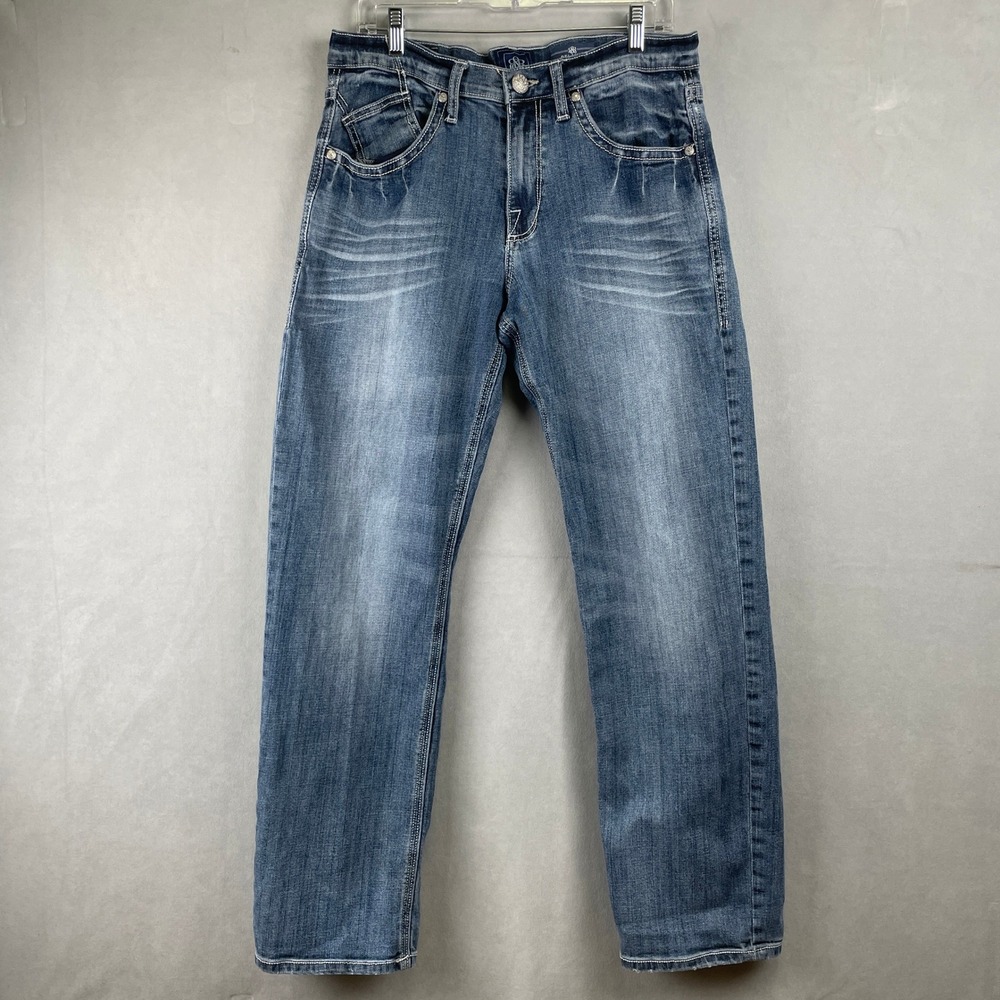 Rock & Republic Mens Relaxed Straight Jeans Blue Wash 32x32 R510535 90s Edgy